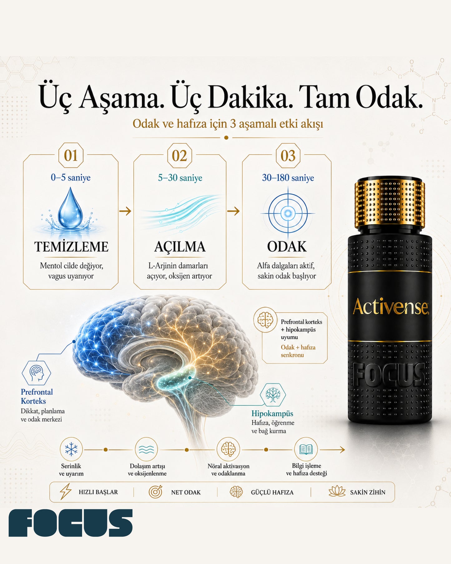 Activense Focus - Zihinsel Odak ve Konsantrasyon Aktivasyon Spreyi
