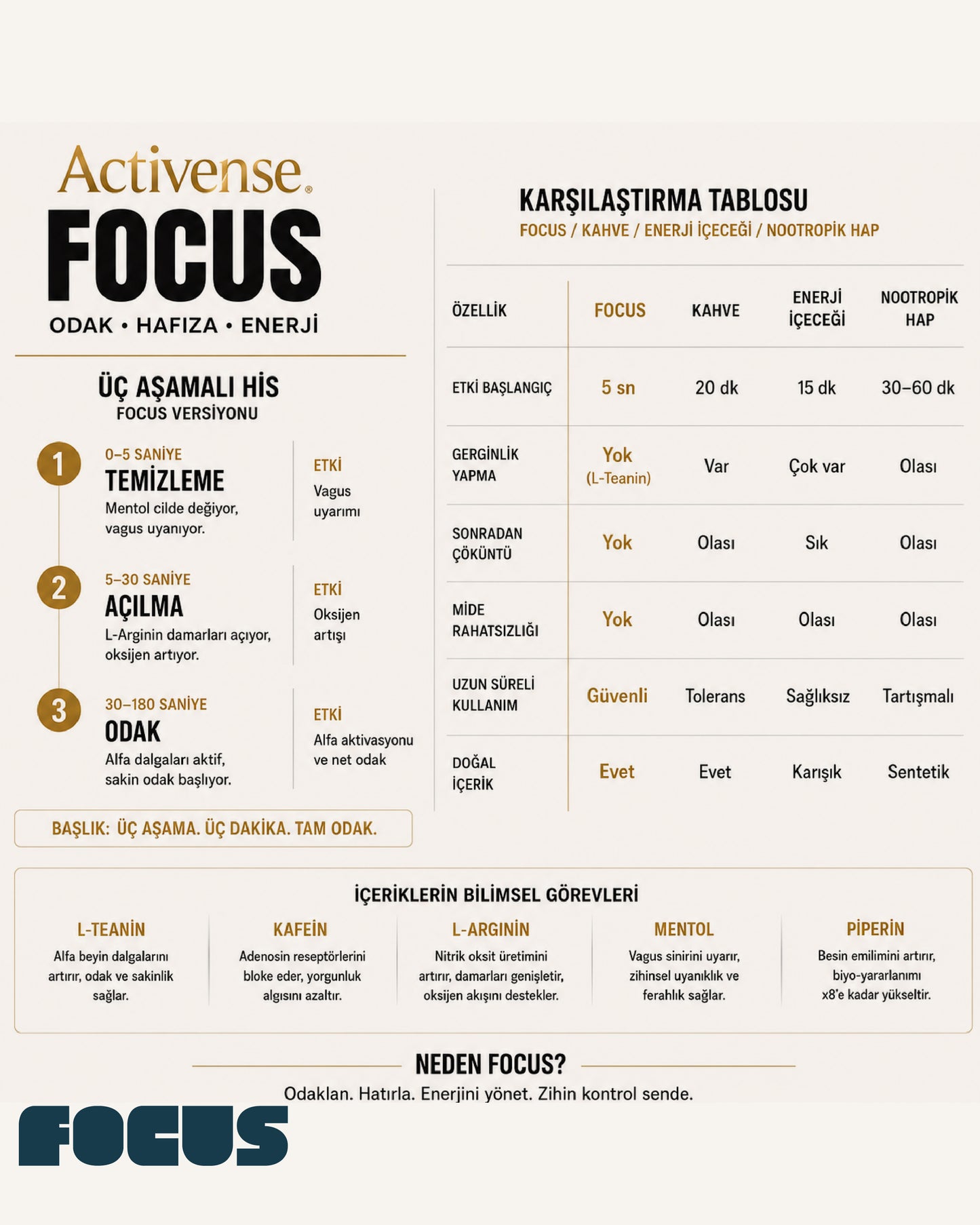Activense Focus - Zihinsel Odak ve Konsantrasyon Aktivasyon Spreyi